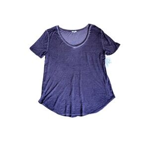 BP Nordstrom Purple Dye Tissue V-Neck T-Shirt Grunge Short Sleeve Top Sz M
